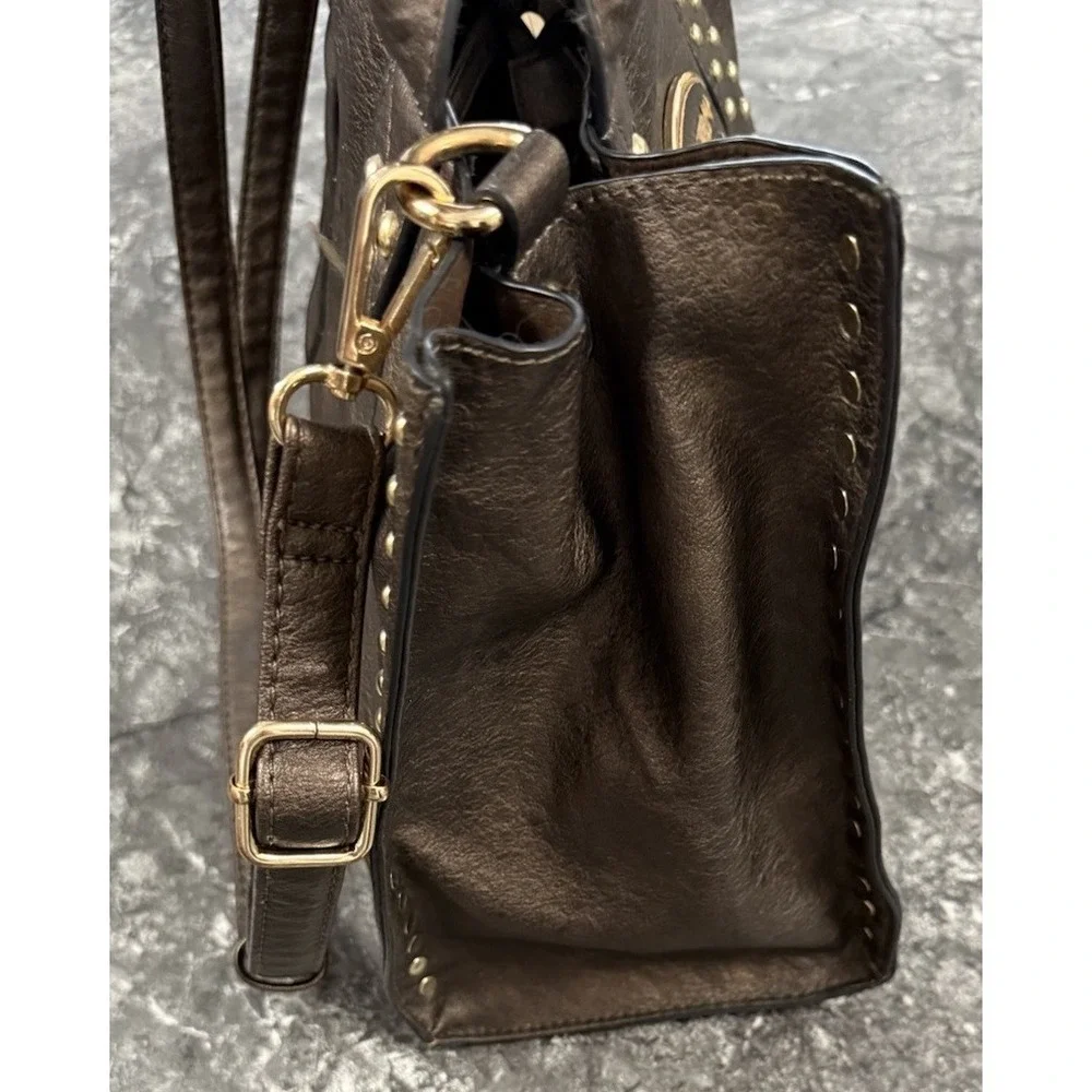 Dasein‎ Women Stylish Handbag Satchel Tote Shoulder Bag Studs Bronzed Brown